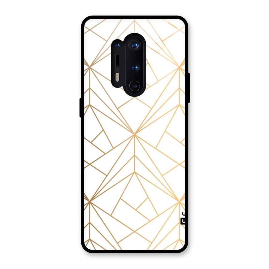 White Golden Zig Zag Glass Back Case for OnePlus 8 Pro