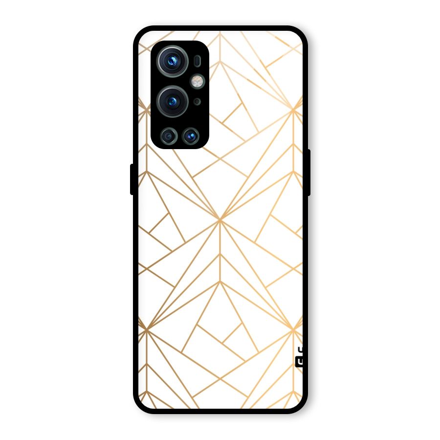 White Golden Zig Zag Glass Back Case for OnePlus 9 Pro