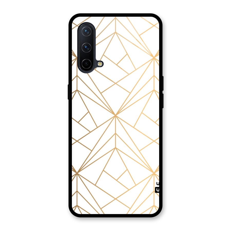 White Golden Zig Zag Glass Back Case for OnePlus Nord CE 5G