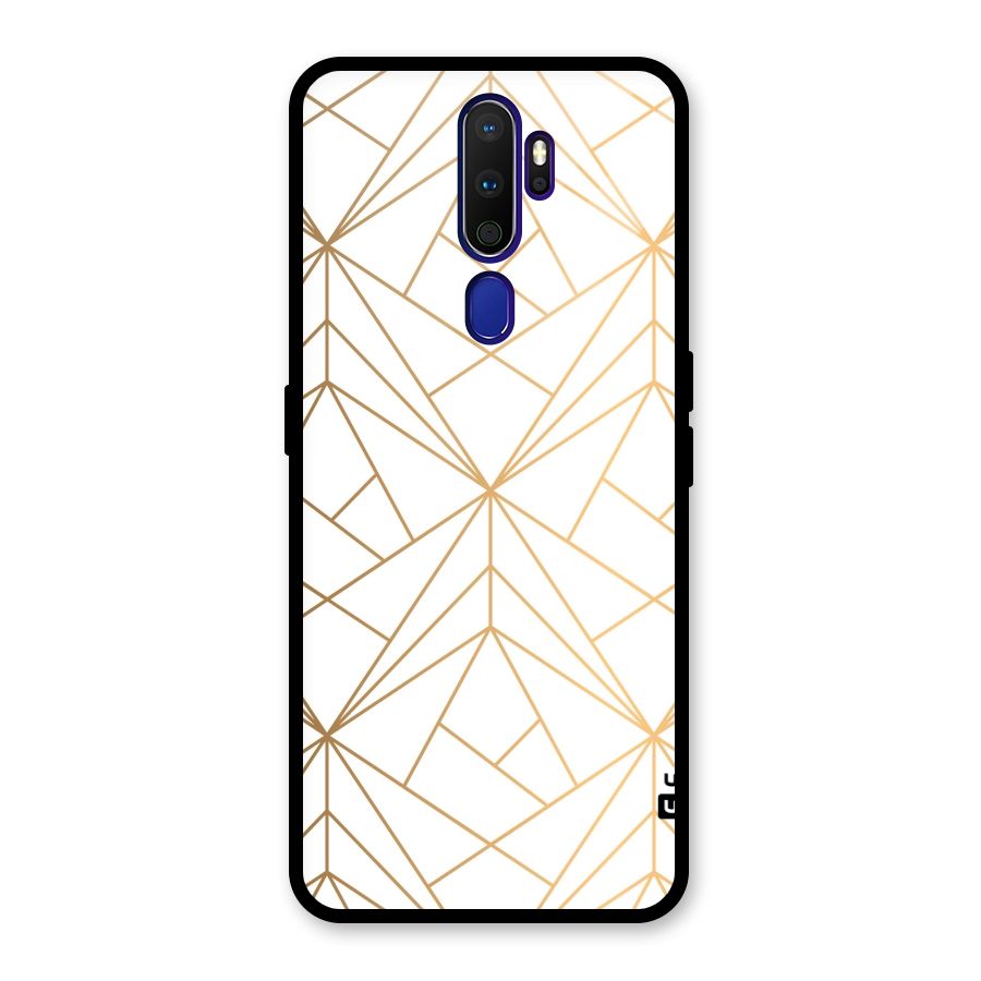 White Golden Zig Zag Glass Back Case for Oppo A9 (2020)