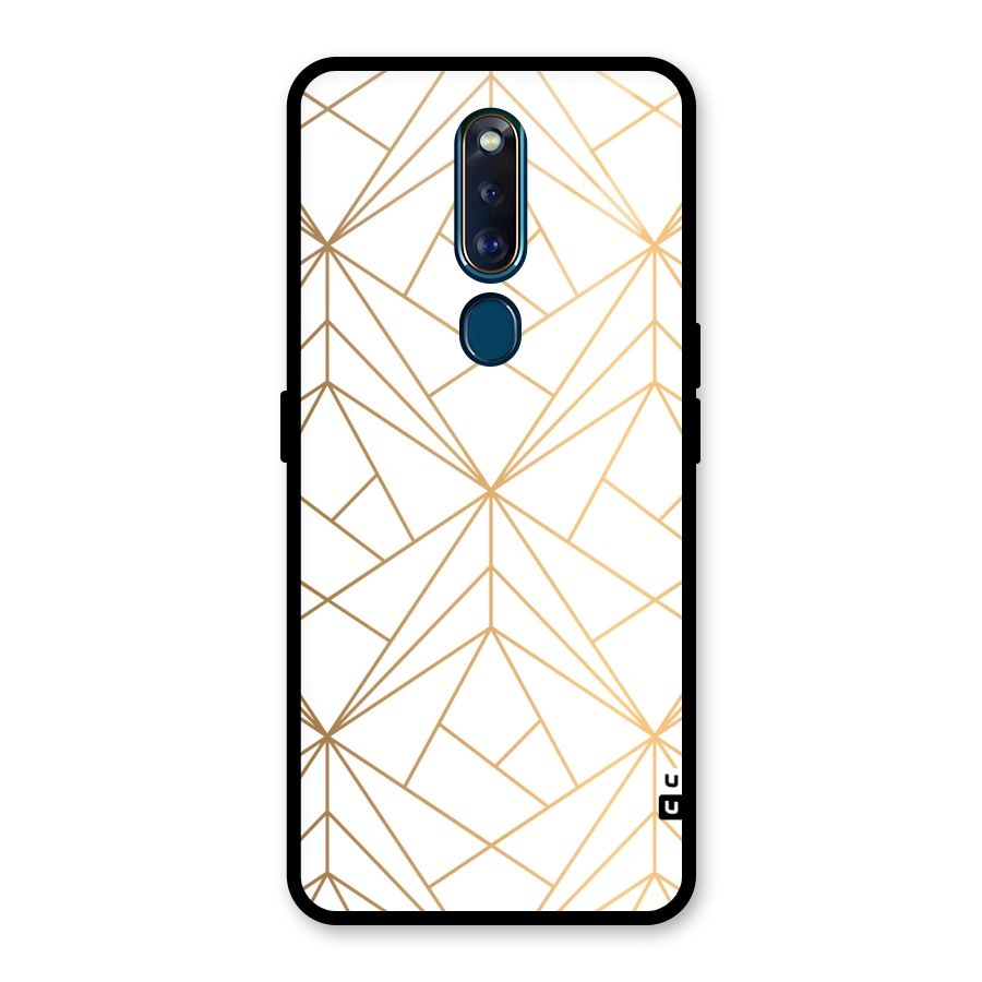 White Golden Zig Zag Glass Back Case for Oppo F11 Pro