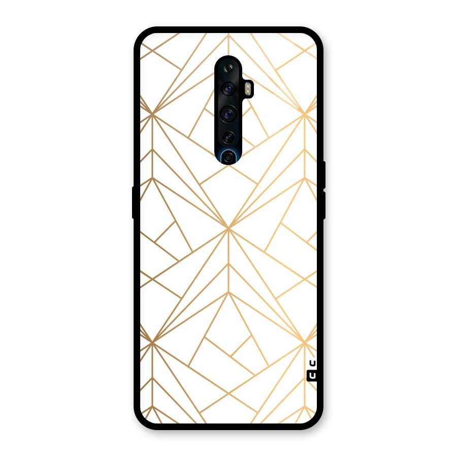 White Golden Zig Zag Glass Back Case for Oppo Reno2 F