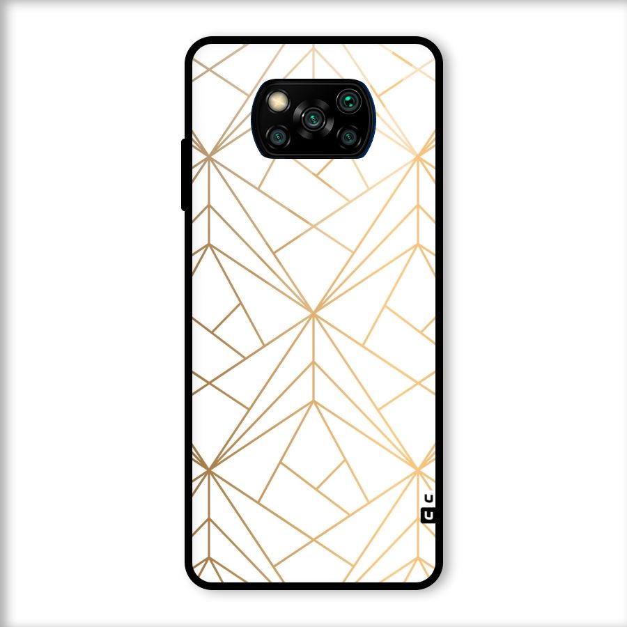 White Golden Zig Zag Glass Back Case for Poco X3