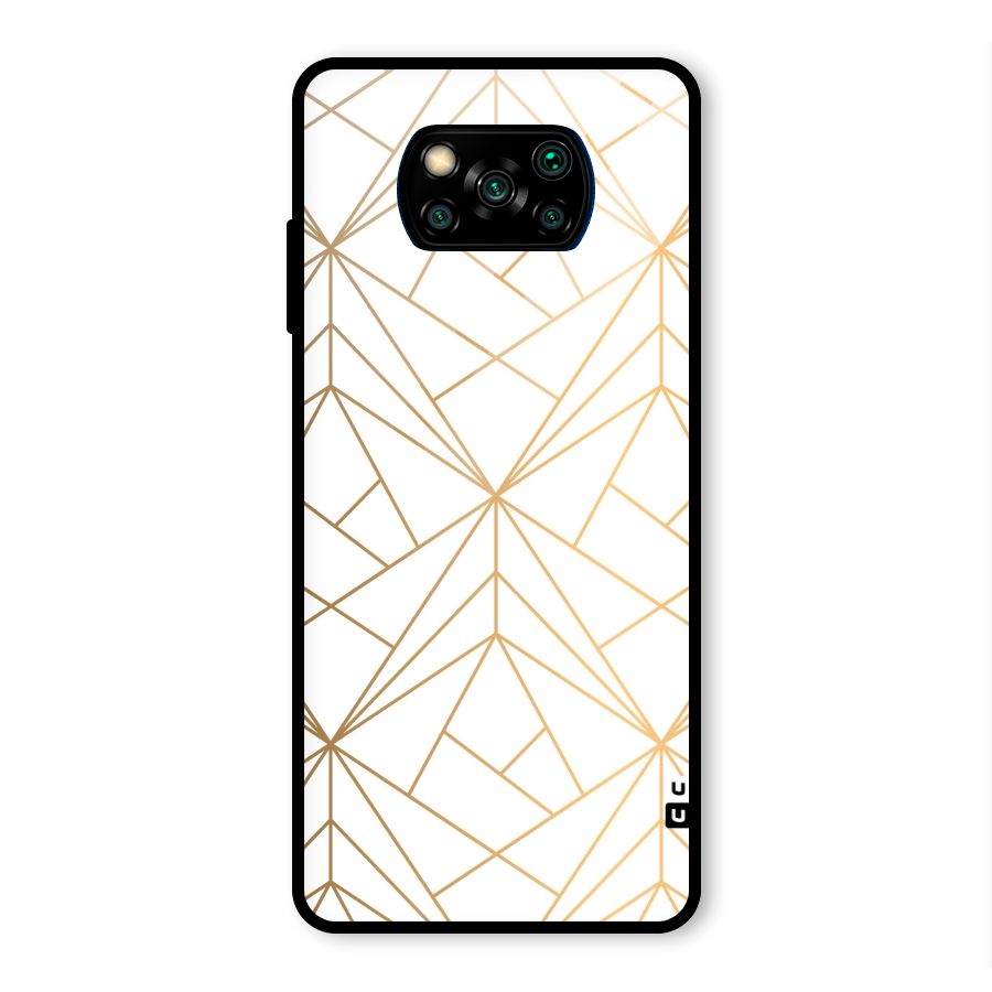 White Golden Zig Zag Glass Back Case for Poco X3 Pro