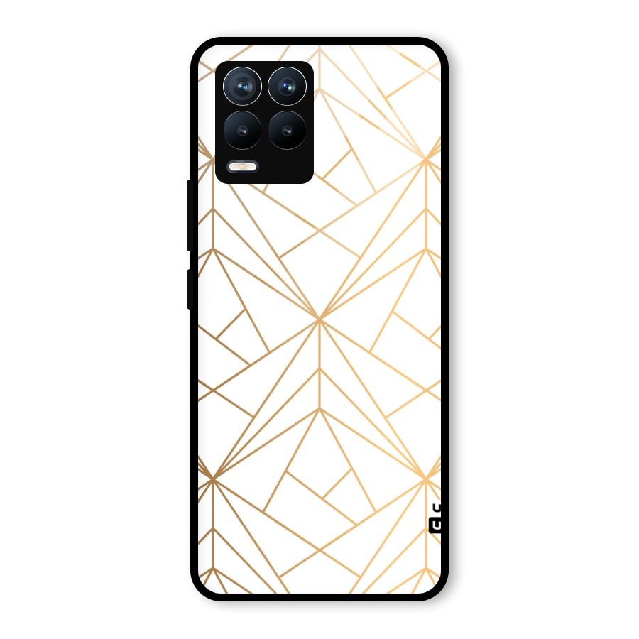 White Golden Zig Zag Glass Back Case for Realme 8 Pro