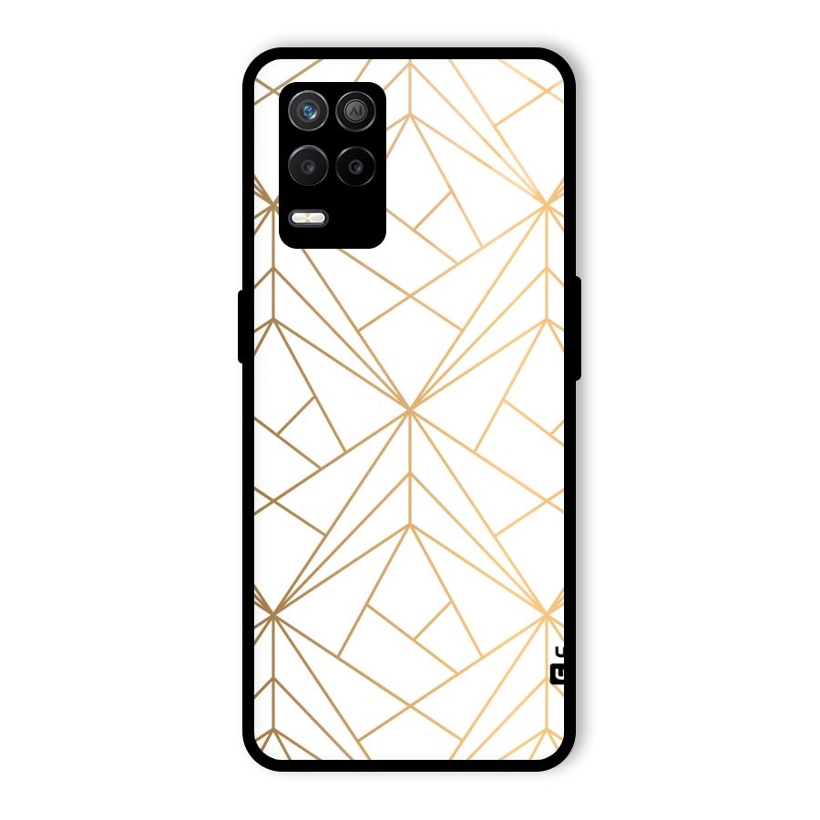 White Golden Zig Zag Glass Back Case for Realme 9 5G
