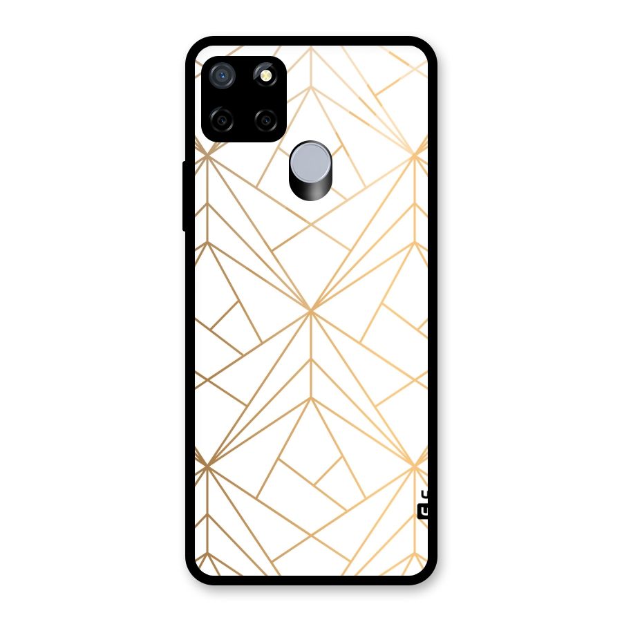 White Golden Zig Zag Glass Back Case for Realme C12