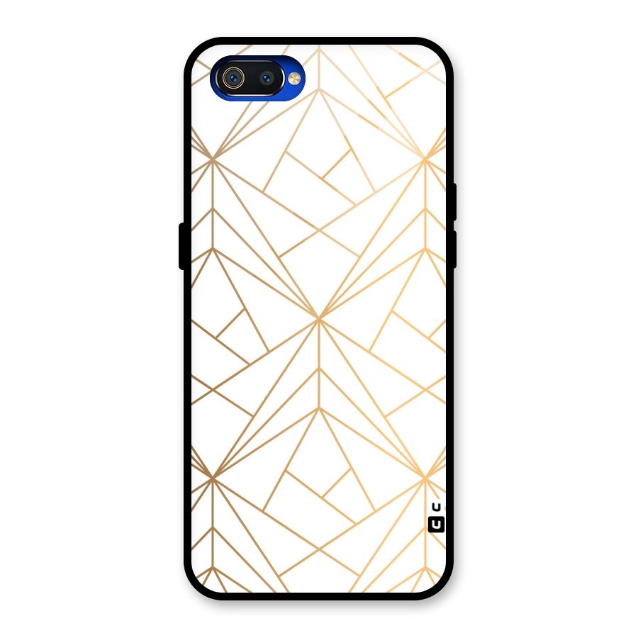 White Golden Zig Zag Glass Back Case for Realme C2