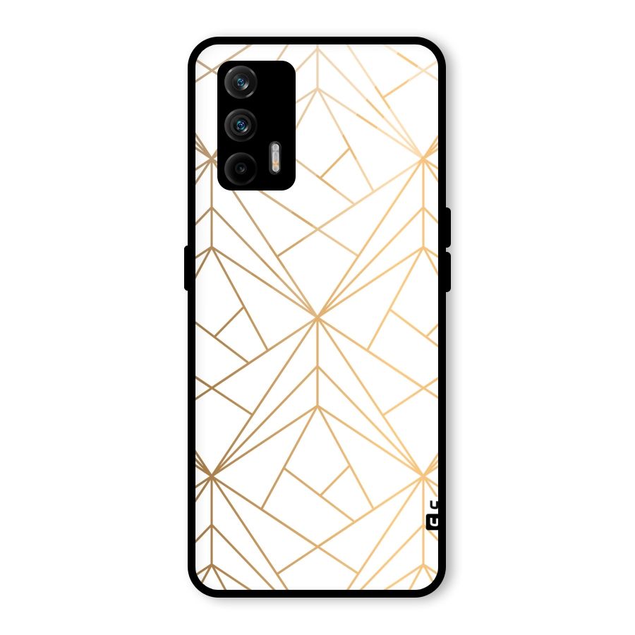 White Golden Zig Zag Glass Back Case for Realme X7 Max