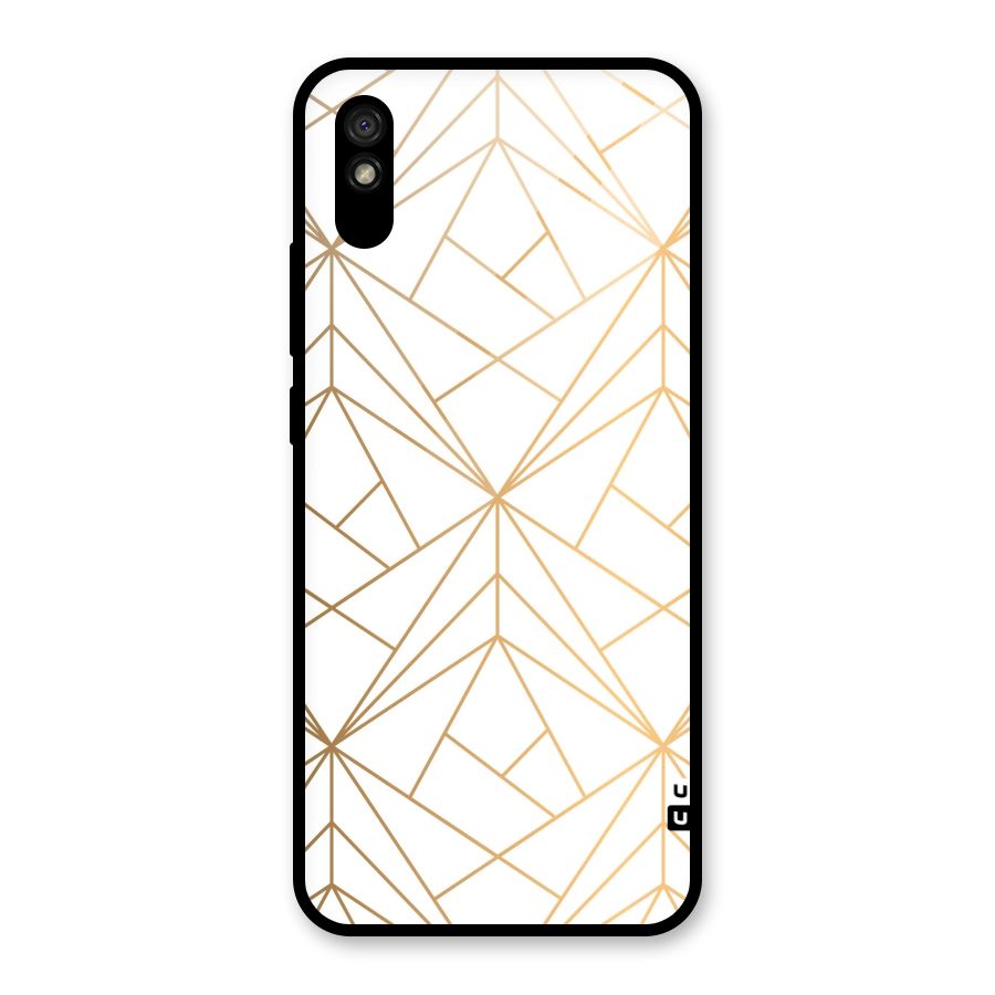 White Golden Zig Zag Glass Back Case for Redmi 9A