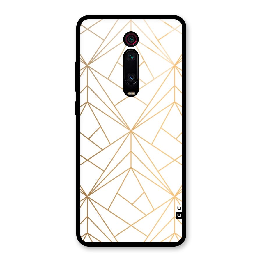 White Golden Zig Zag Glass Back Case for Redmi K20 Pro