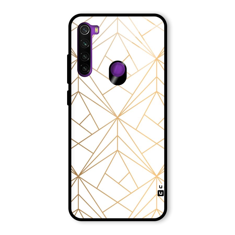 White Golden Zig Zag Glass Back Case for Redmi Note 8