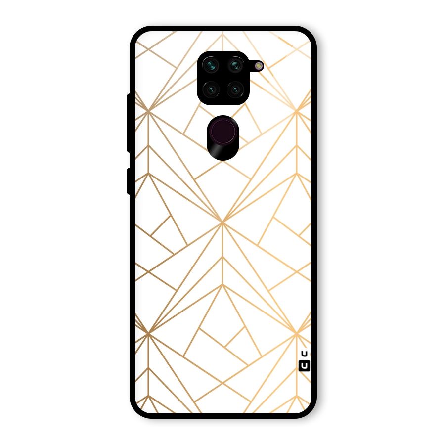 White Golden Zig Zag Glass Back Case for Redmi Note 9