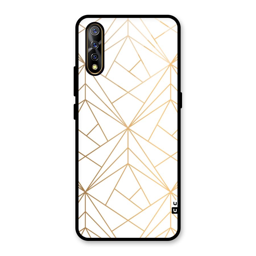 White Golden Zig Zag Glass Back Case for Vivo S1