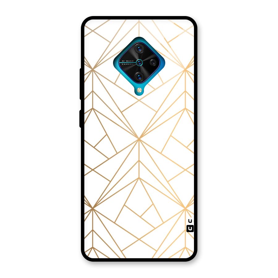White Golden Zig Zag Glass Back Case for Vivo S1 Pro