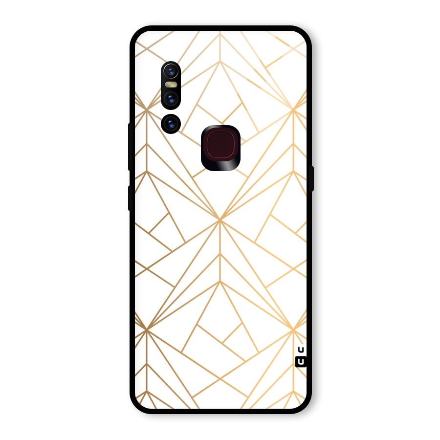 White Golden Zig Zag Glass Back Case for Vivo V15