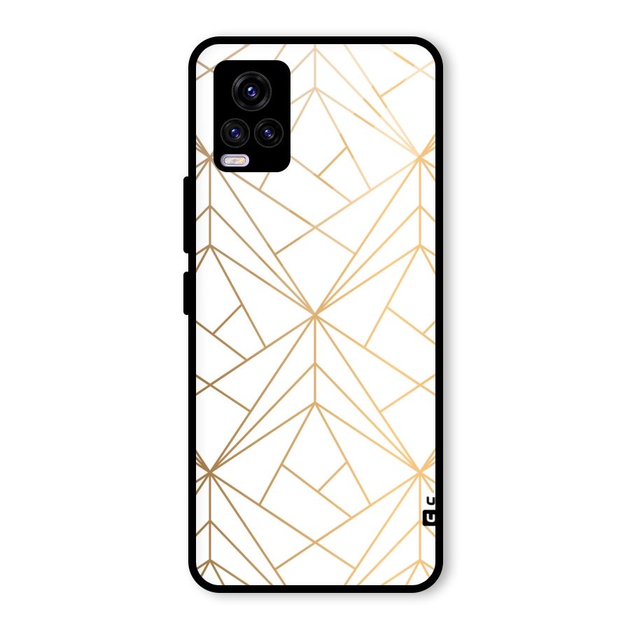 White Golden Zig Zag Glass Back Case for Vivo V20