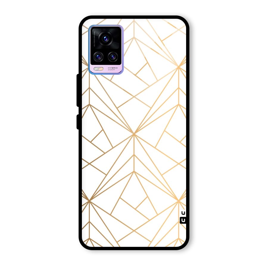White Golden Zig Zag Glass Back Case for Vivo V20 Pro