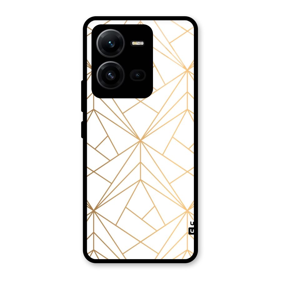 White Golden Zig Zag Glass Back Case for Vivo V25