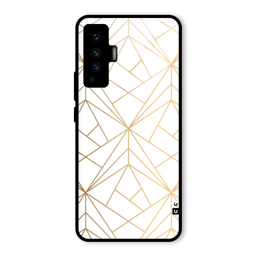 White Golden Zig Zag Glass Back Case for Vivo X50