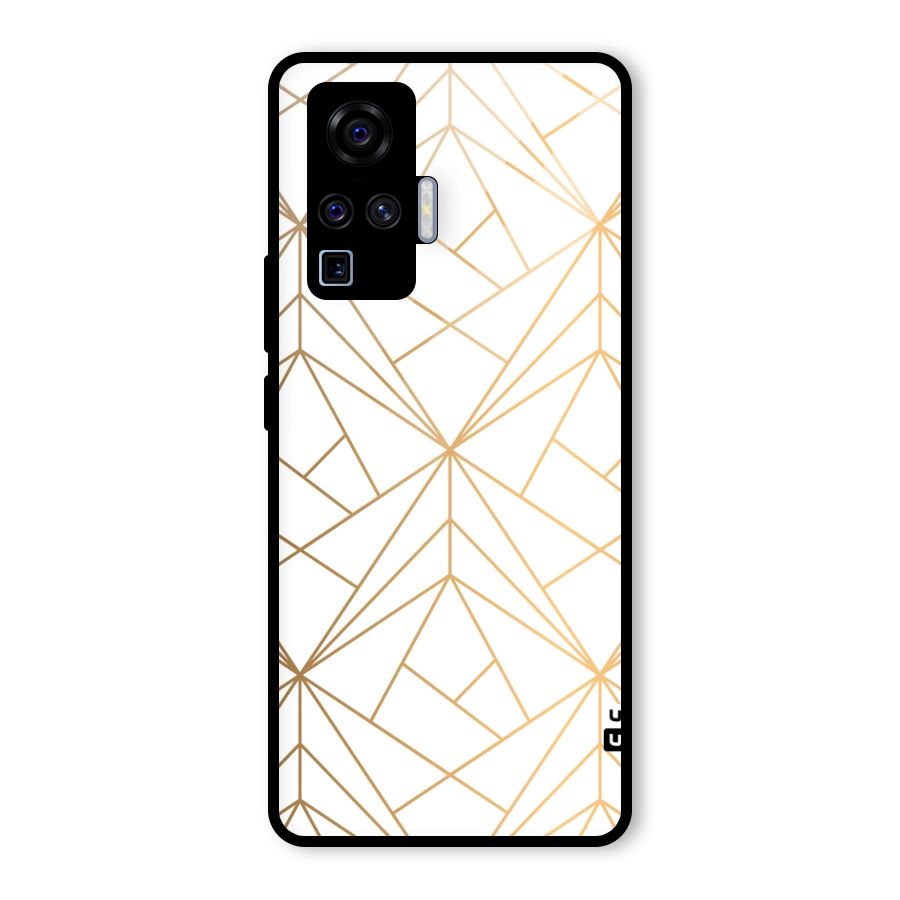 White Golden Zig Zag Glass Back Case for Vivo X50 Pro