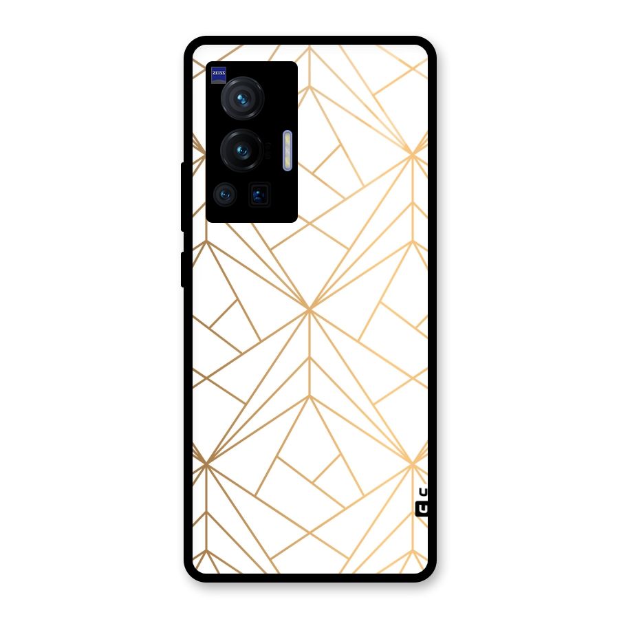 White Golden Zig Zag Glass Back Case for Vivo X70 Pro