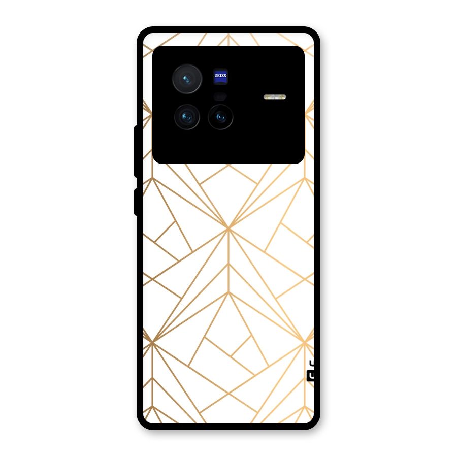White Golden Zig Zag Glass Back Case for Vivo X80