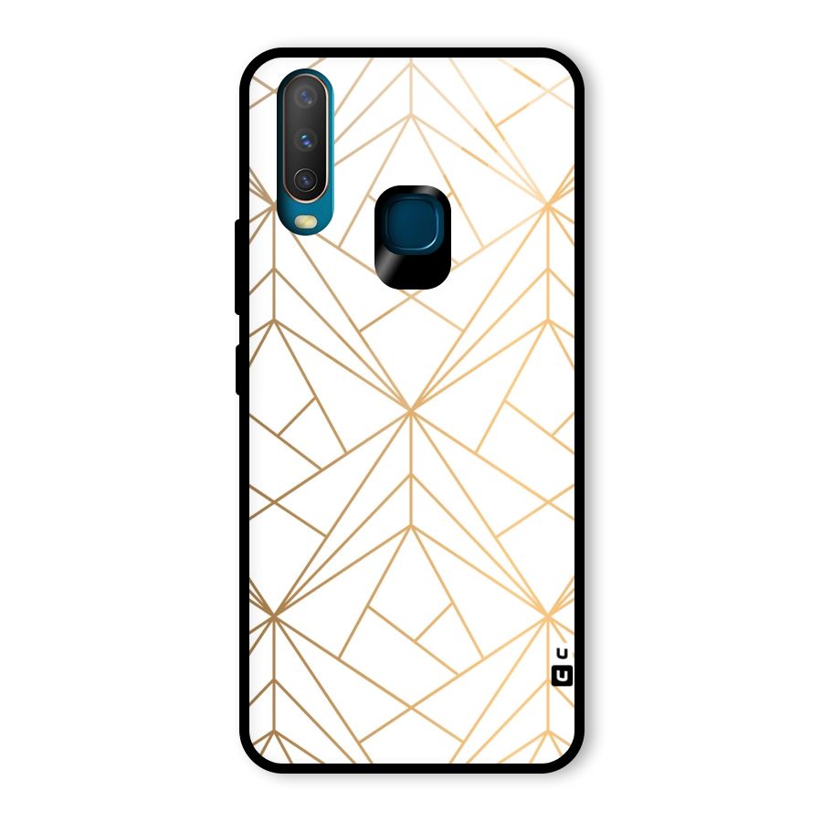White Golden Zig Zag Glass Back Case for Vivo Y15