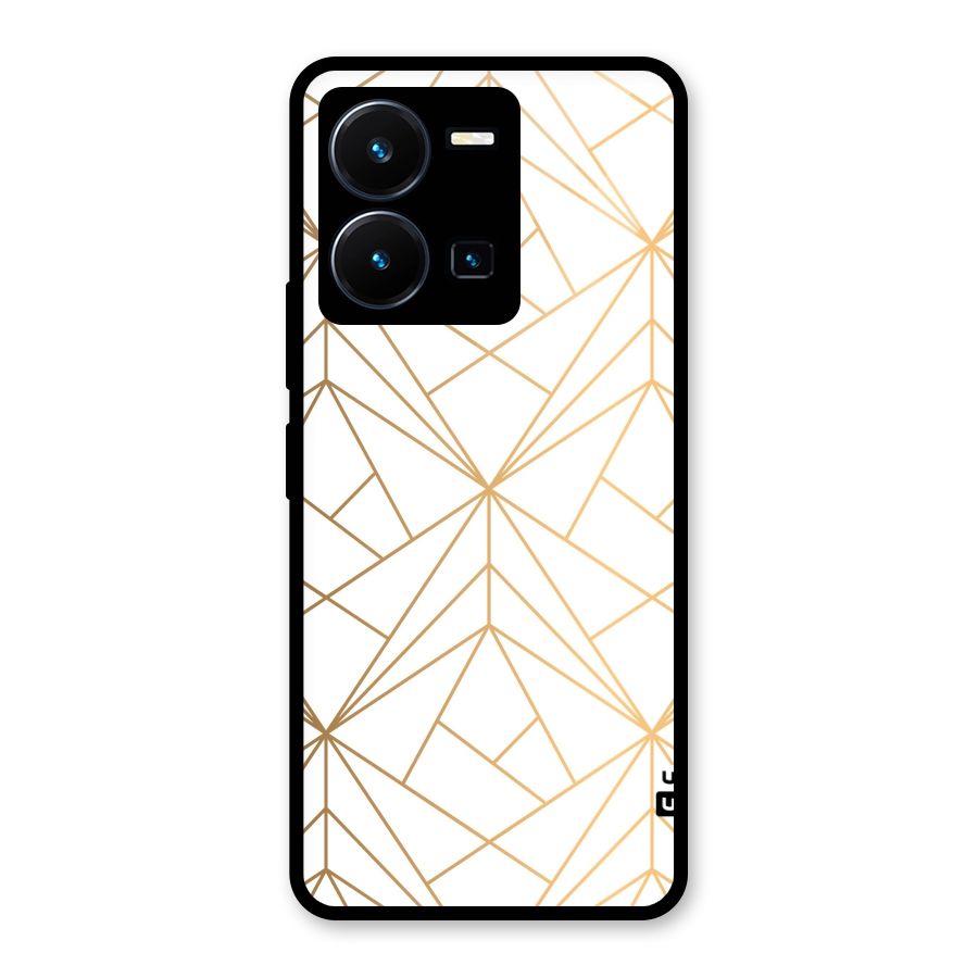 White Golden Zig Zag Glass Back Case for Vivo Y35