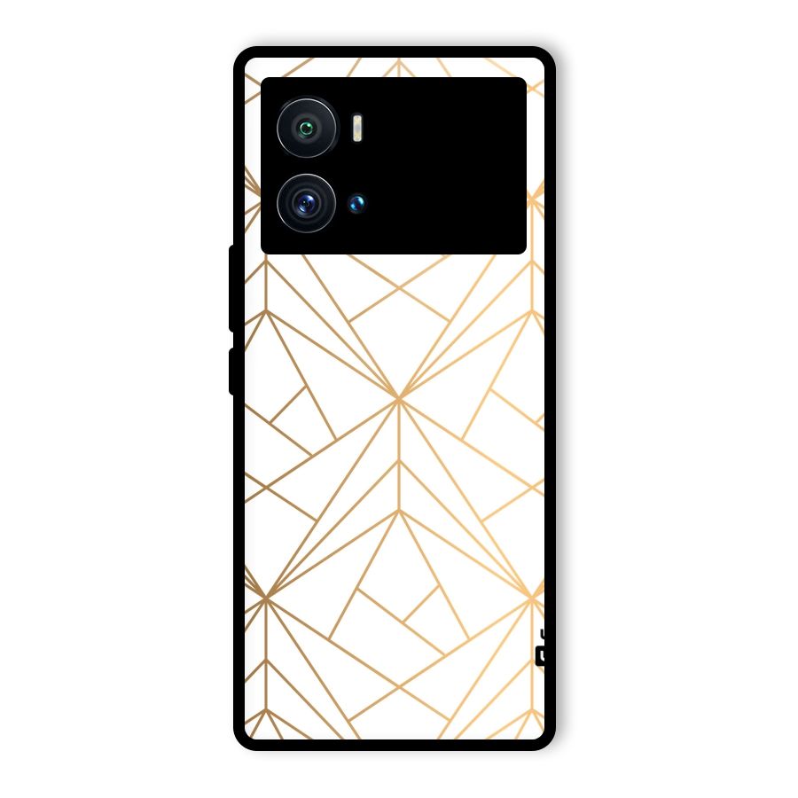 White Golden Zig Zag Glass Back Case for Vivo iQOO 9 Pro