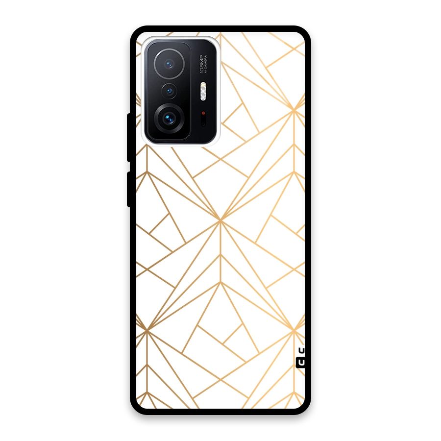 White Golden Zig Zag Glass Back Case for Xiaomi 11T Pro