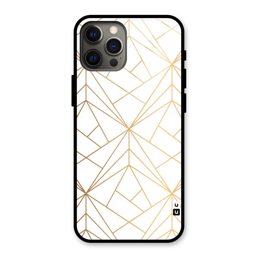 White Golden Zig Zag Glass Back Case for iPhone 12 Pro Max