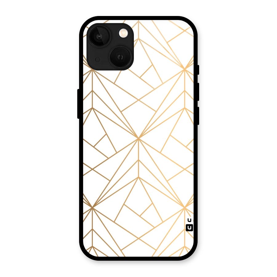 White Golden Zig Zag Glass Back Case for iPhone 13