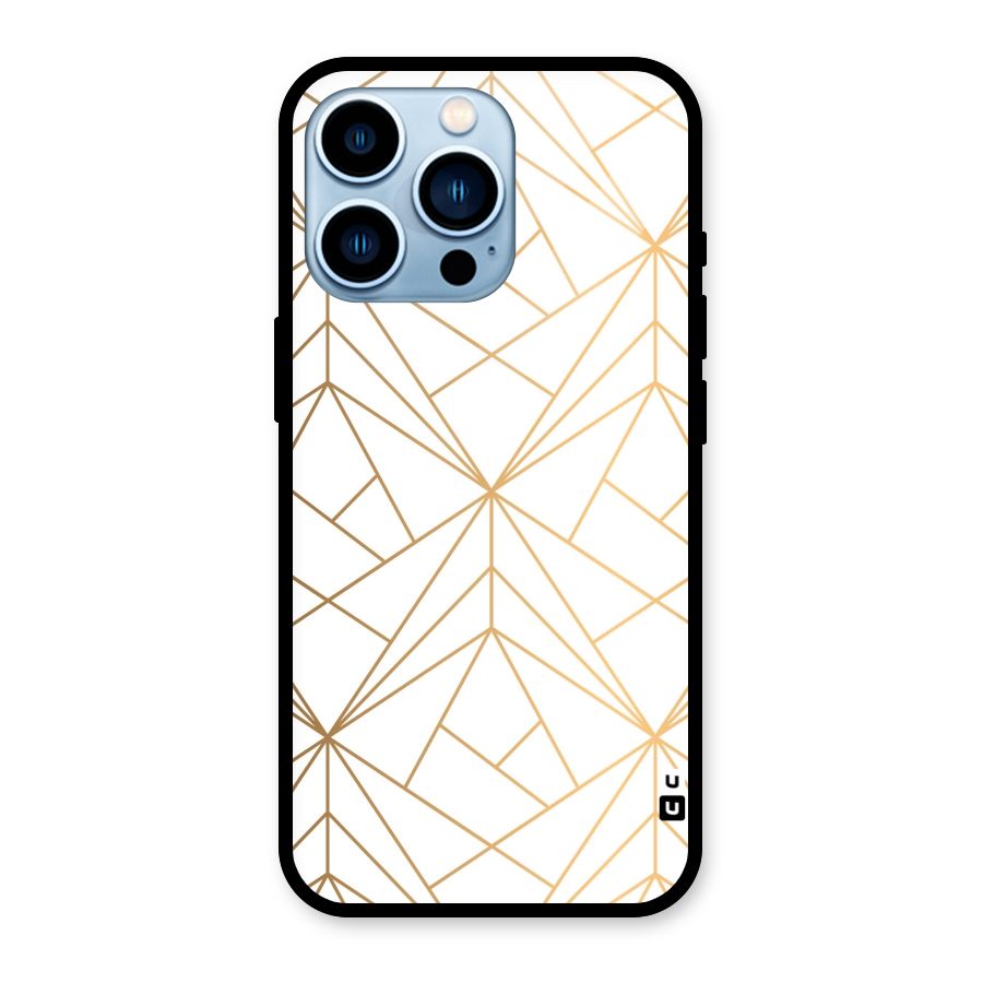 White Golden Zig Zag Glass Back Case for iPhone 13 Pro