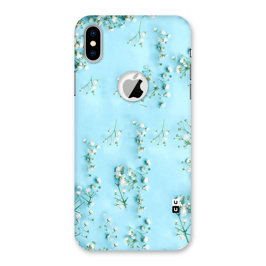 White Lily Design Back Case for iPhone XS Logo Cut