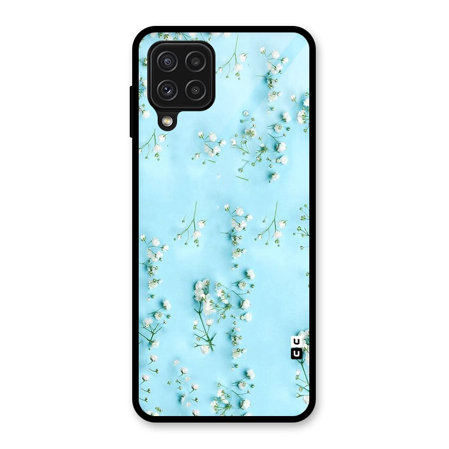 White Lily Design Glass Back Case for Galaxy A22 4G