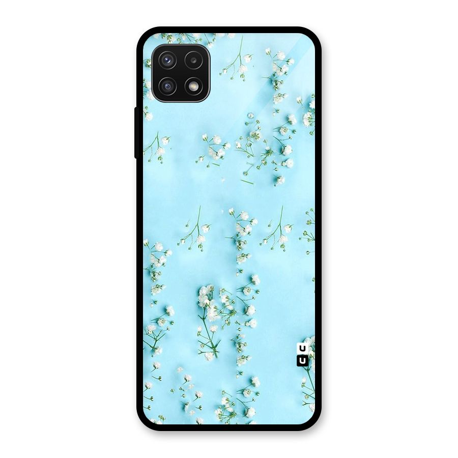 White Lily Design Glass Back Case for Galaxy A22 5G