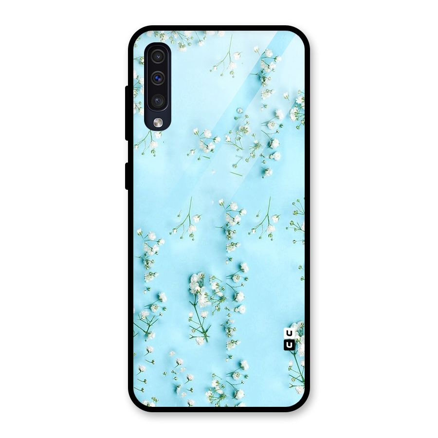 White Lily Design Glass Back Case for Galaxy A50