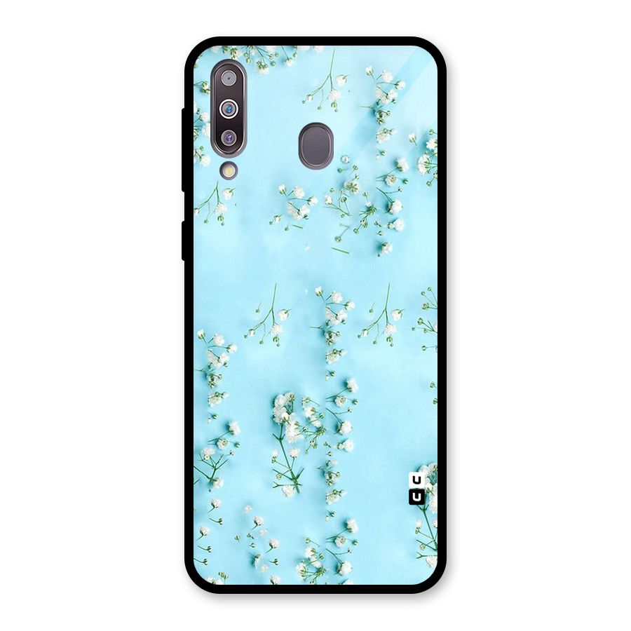 White Lily Design Glass Back Case for Galaxy M30
