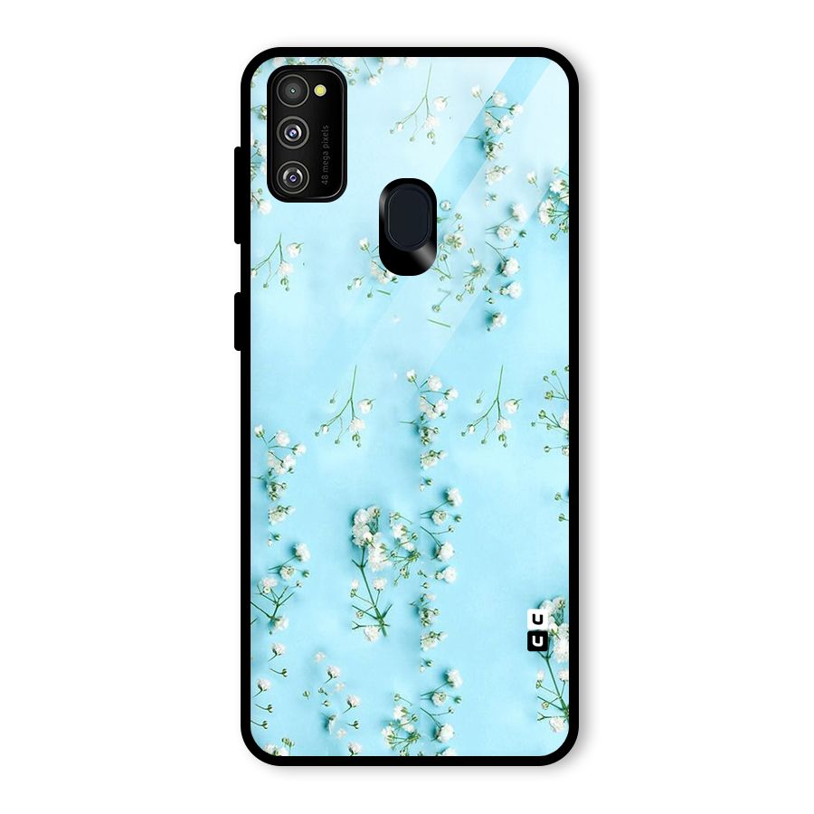 White Lily Design Glass Back Case for Galaxy M30s