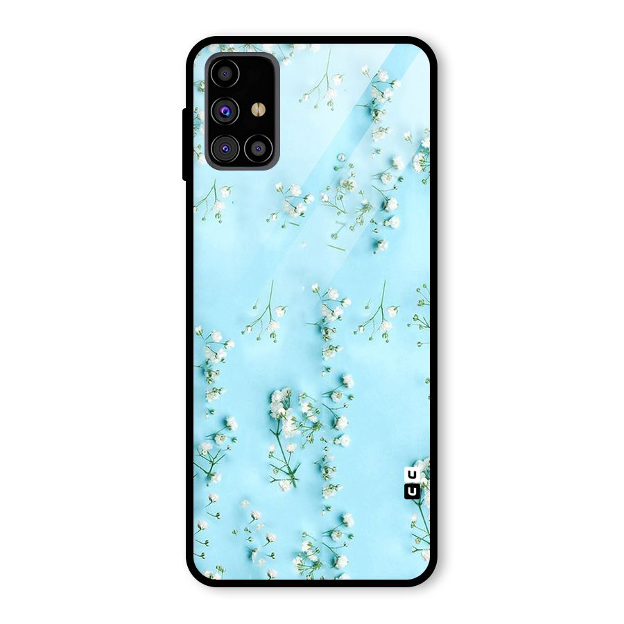 White Lily Design Glass Back Case for Galaxy M31s