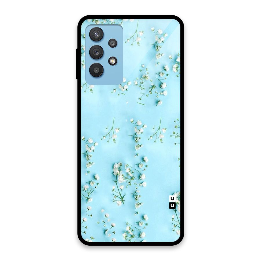 White Lily Design Glass Back Case for Galaxy M32 5G