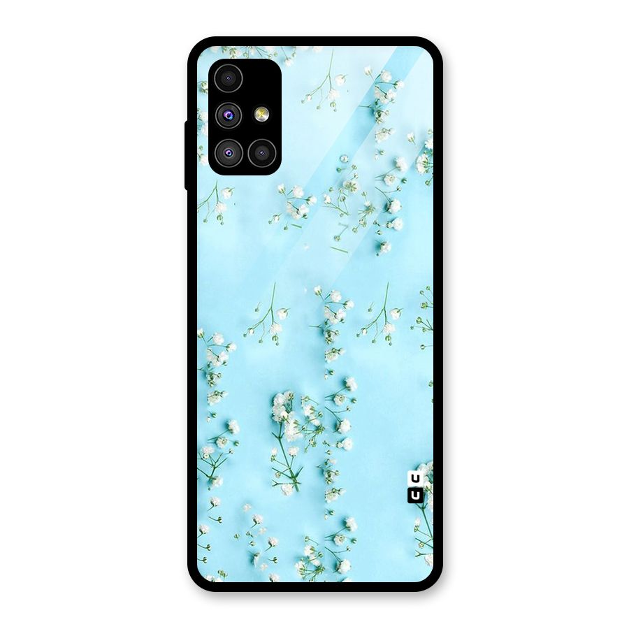 White Lily Design Glass Back Case for Galaxy M51