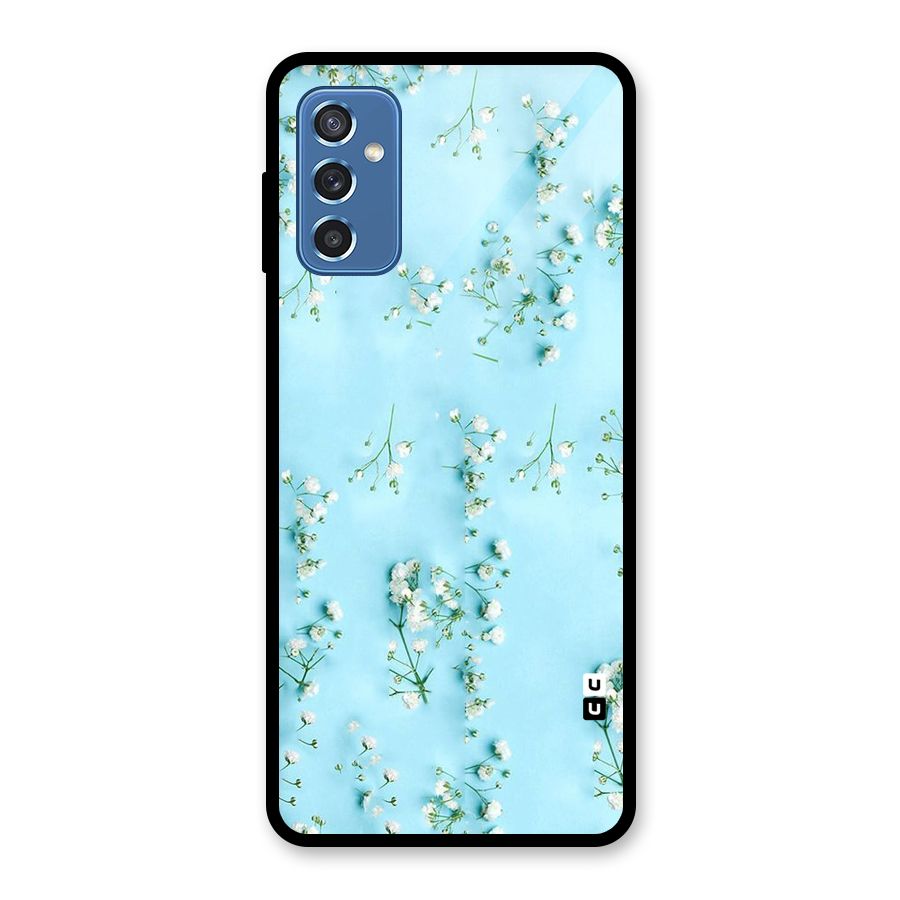 White Lily Design Glass Back Case for Galaxy M52 5G