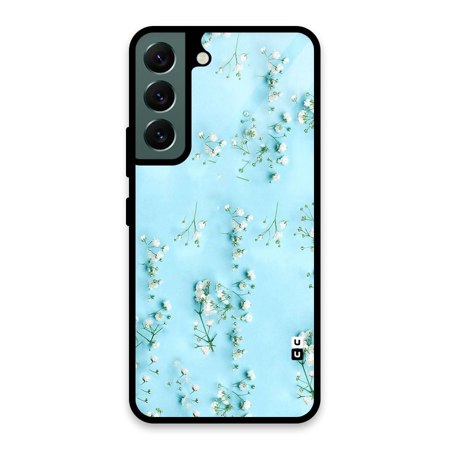 White Lily Design Glass Back Case for Galaxy S22 5G