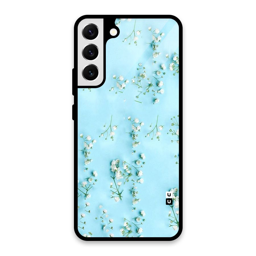White Lily Design Glass Back Case for Galaxy S22 Plus 5G