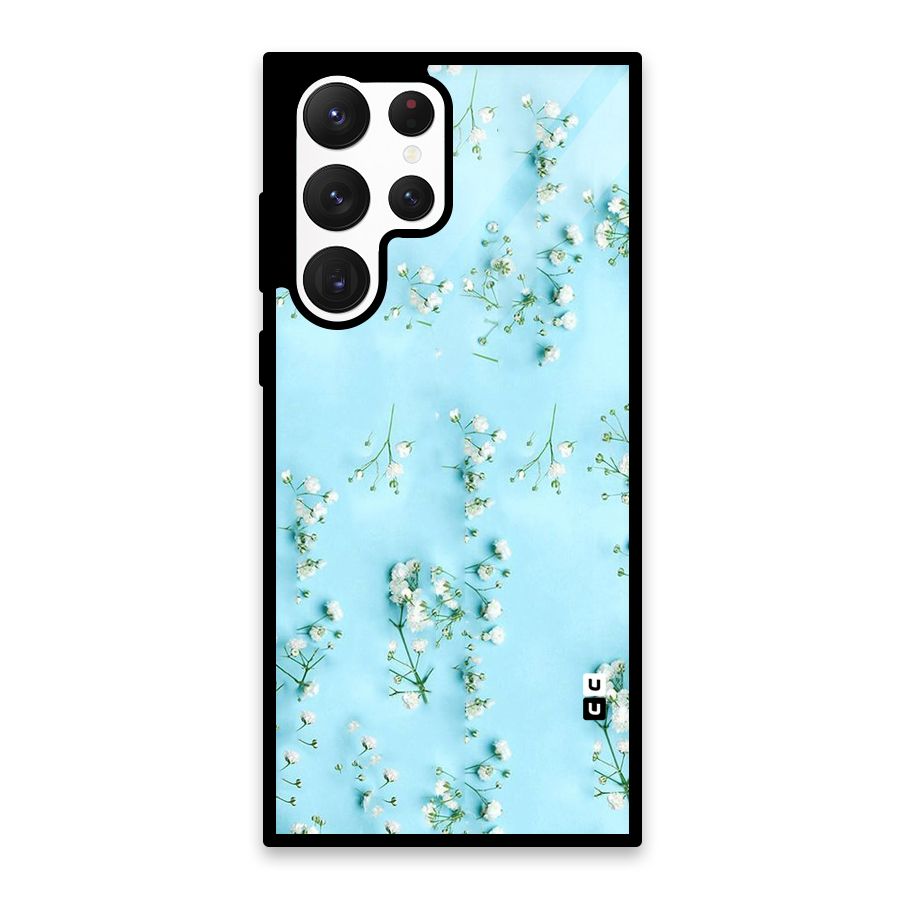 White Lily Design Glass Back Case for Galaxy S22 Ultra 5G