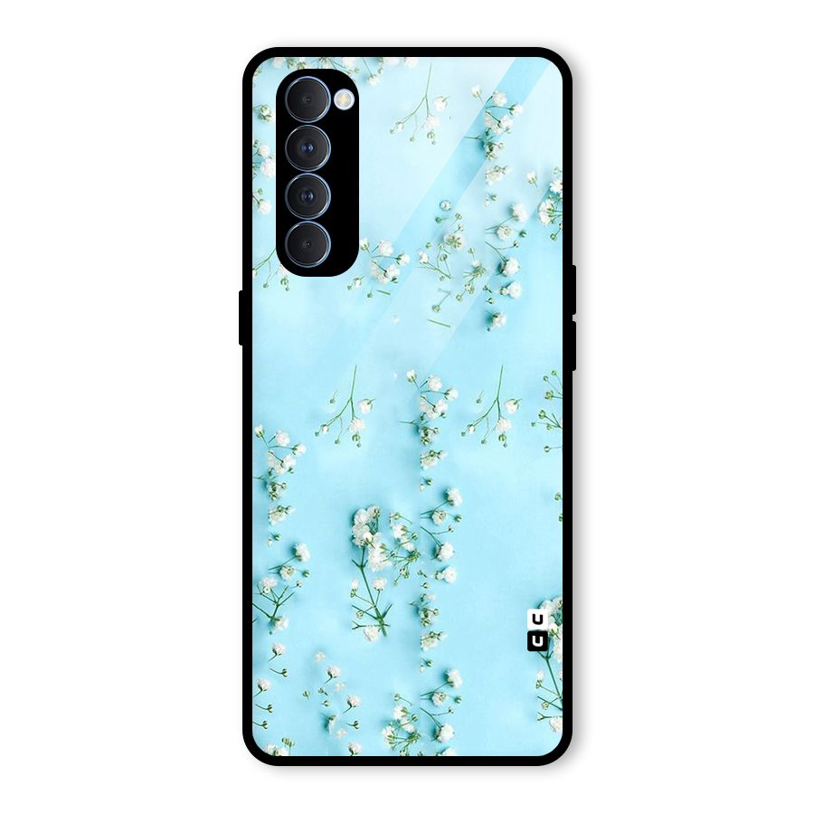 White Lily Design Glass Back Case for Oppo Reno4 Pro