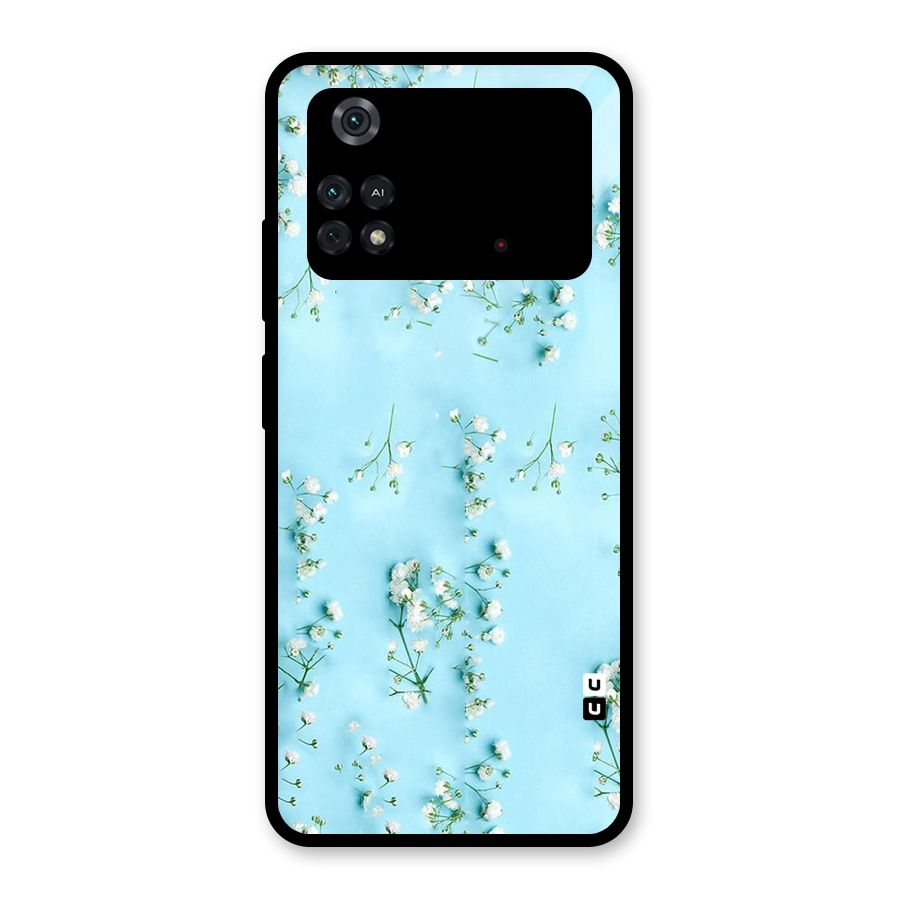 White Lily Design Glass Back Case for Poco M4 Pro 4G