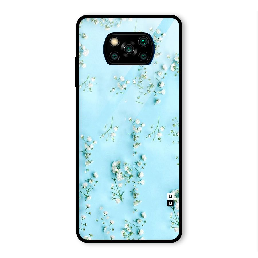 White Lily Design Glass Back Case for Poco X3 Pro